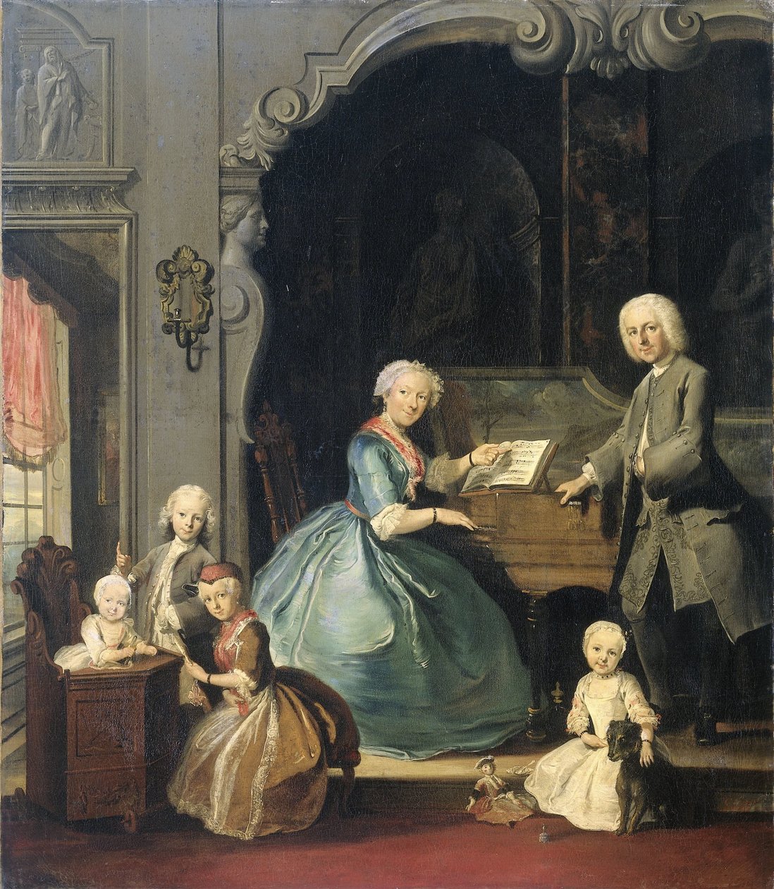 Grupo familiar perto de um cravo
Grupo familiar perto de um cravo de Cornelis Troost