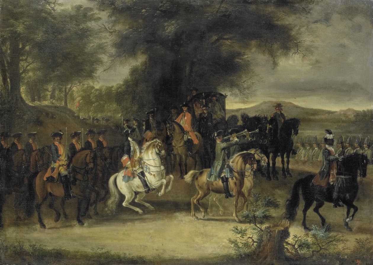 Inspecção de um Regimento de Cavalaria, talvez por William de Hesse-Homburg de Cornelis Troost