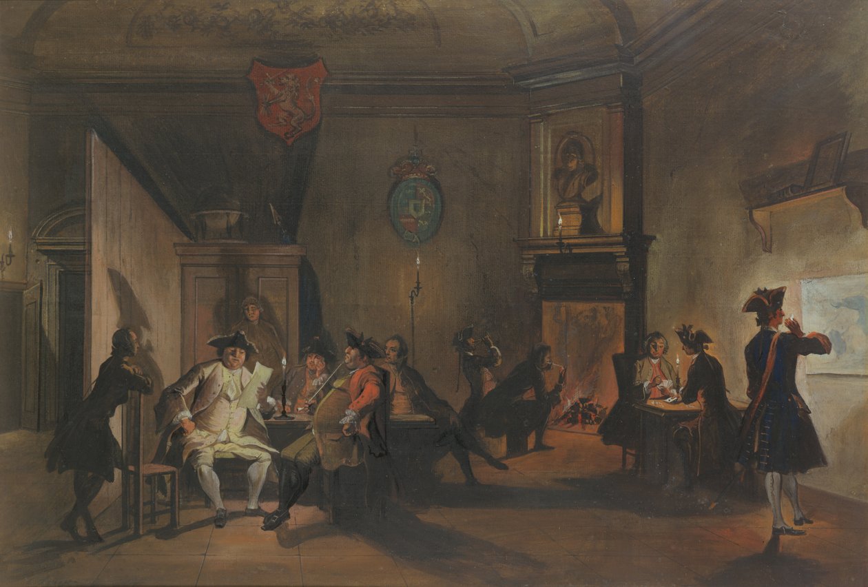 Interior com oficiais militares de Cornelis Troost