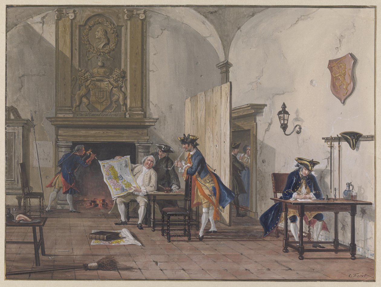 Oficiais numa sala de guarda de Cornelis Troost