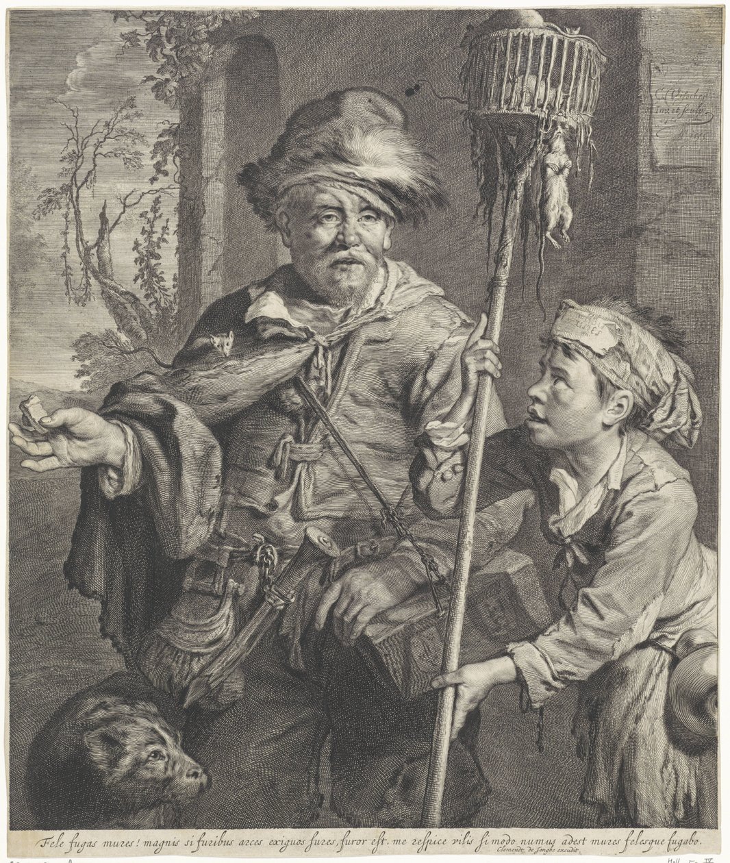 O flautista de Pied com o seu criado de Cornelis Visscher (II)