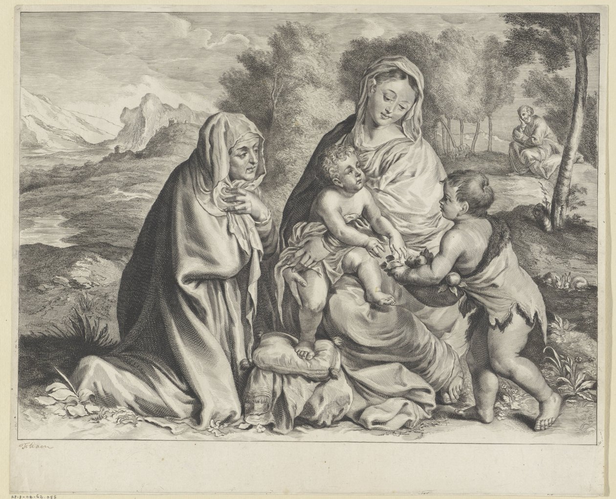 Paisagem com a Sagrada Família, João Baptista e Elisabeth de Cornelis Visscher (II)
