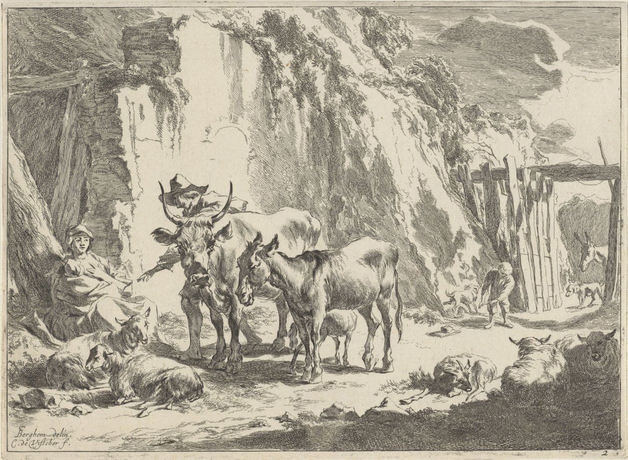 Paisagem com mulher a alimentar o seu filho
Paisagens (título da série) de Cornelis Visscher (II)