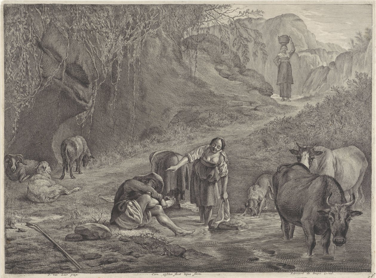 Lavadeiras e um pastor à beira-mar de Cornelis Visscher (II)