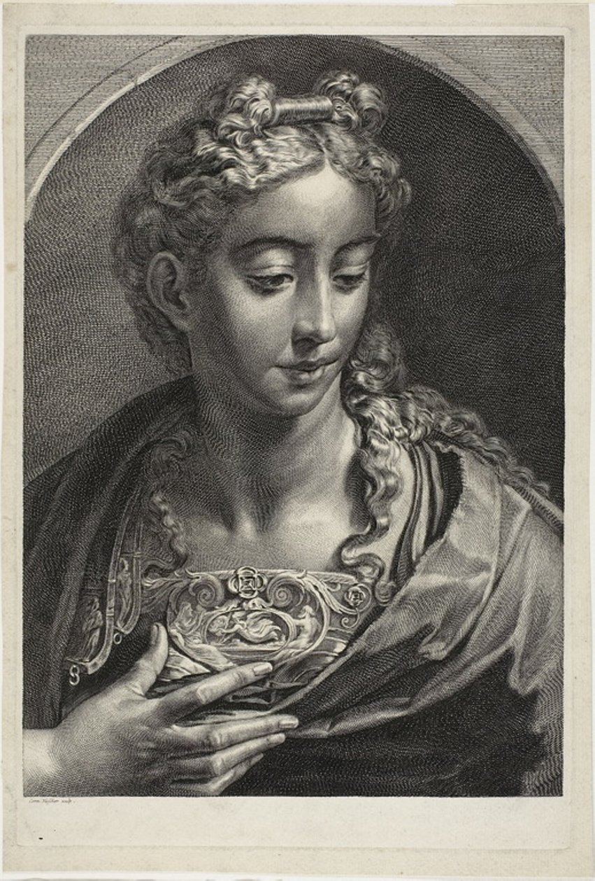 Athena, do Gabinete Reynst; Variarum imaginum a celeberrimis artificibus pictarum Caelaturae (Gabinete Reynst: Gravuras de várias imagens pintadas por artistas famosos) de Cornelis Visscher