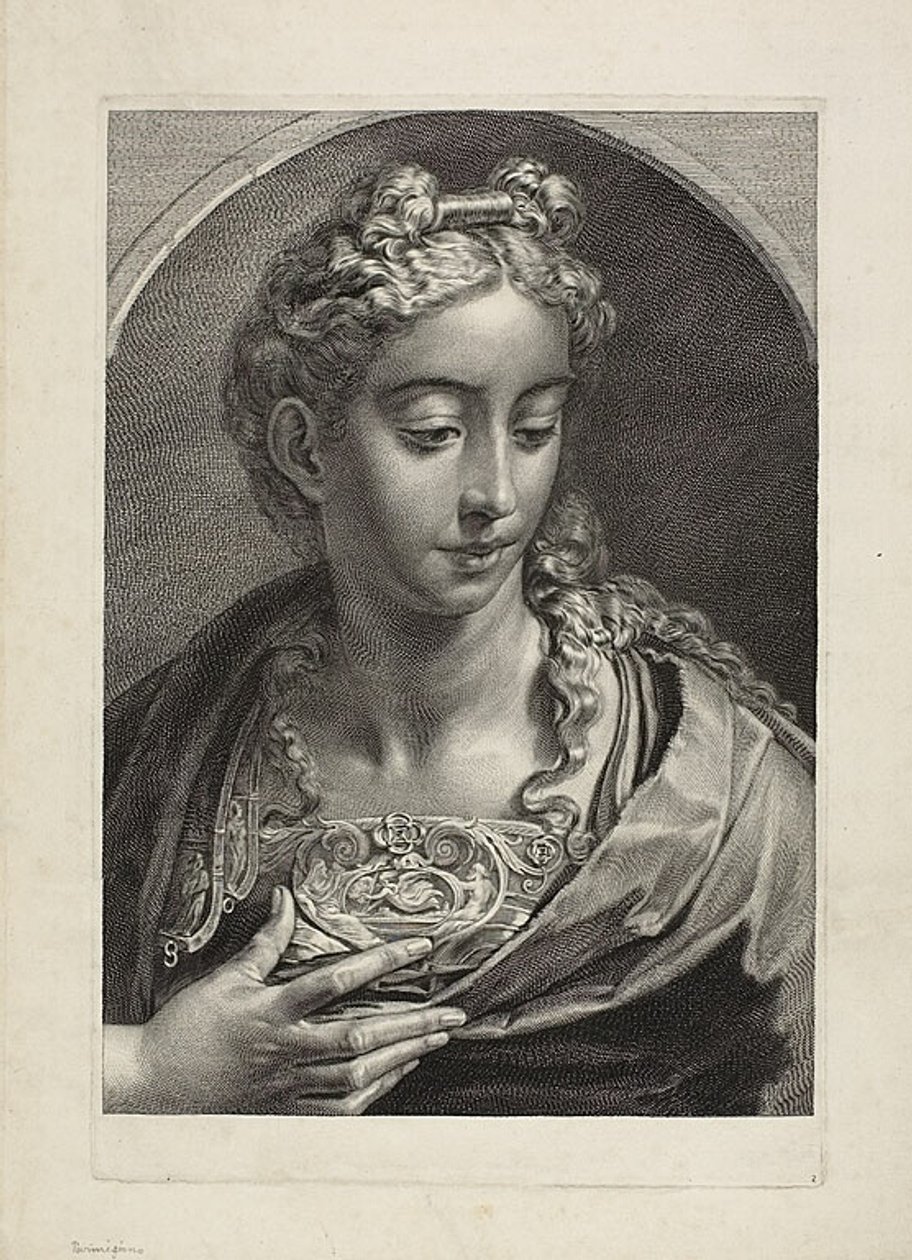 Athena, do Cabinet Reynst; Variarum imaginum a celeberrimis artificibus pictarum Caelaturae (Cabinet Reynst: Gravuras de várias imagens pintadas por artistas famosos) de Cornelis Visscher