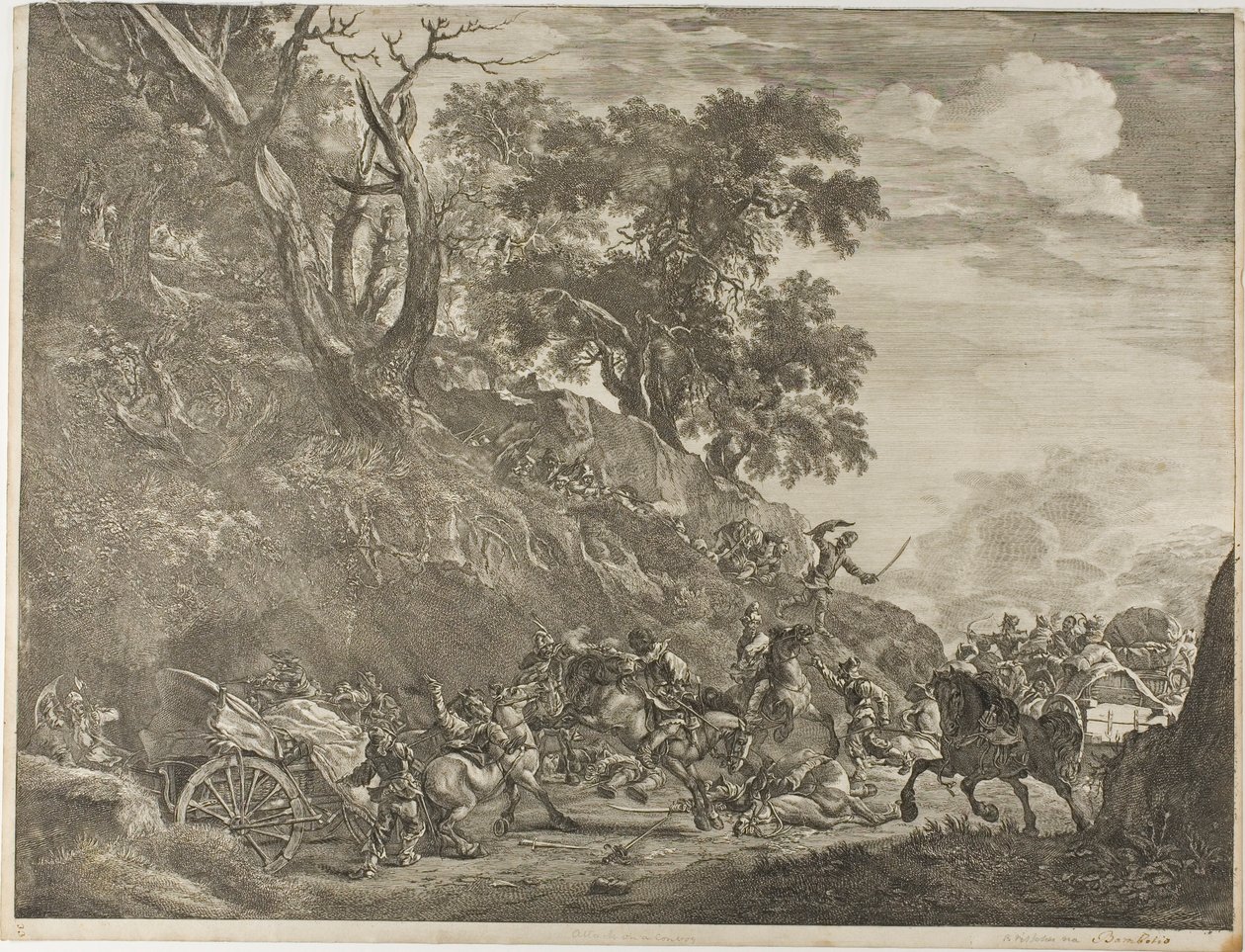 Ataque a um comboio de Cornelis Visscher
