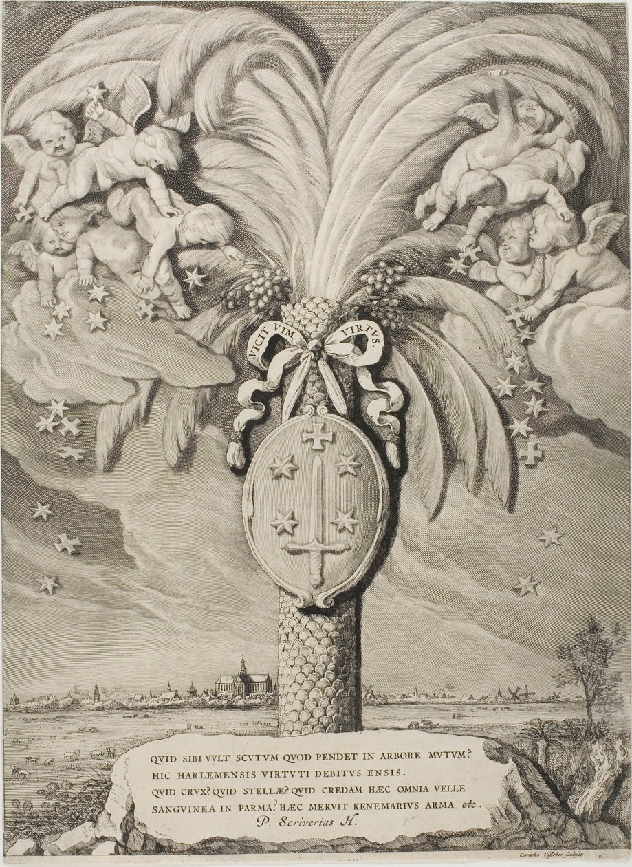 Brasão de armas de Haarlem, página final para condes e condessas da Holanda, Zelândia e West-Frisia de Cornelis Visscher