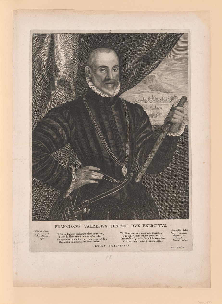 Francisco Valdés, comandante espanhol, de Quatuor Personae de Cornelis Visscher