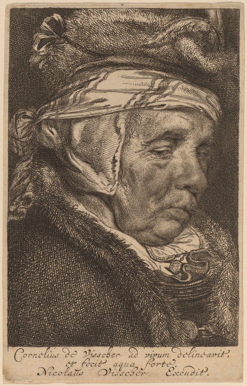 Cabeça de uma velha (mãe de Visscher) de Cornelis Visscher