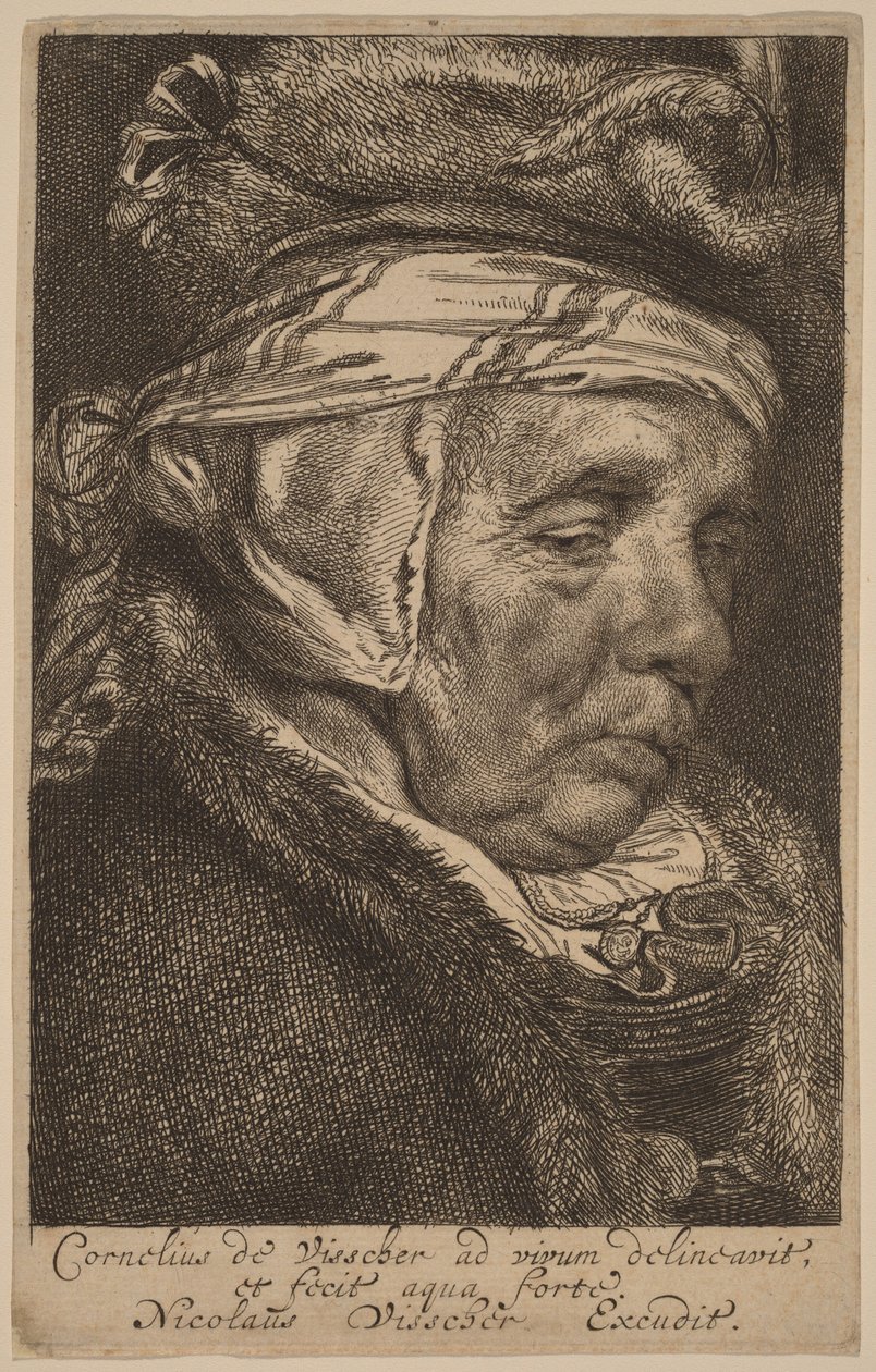 Cabeça de uma mulher idosa (Mãe de Visscher) de Cornelis Visscher
