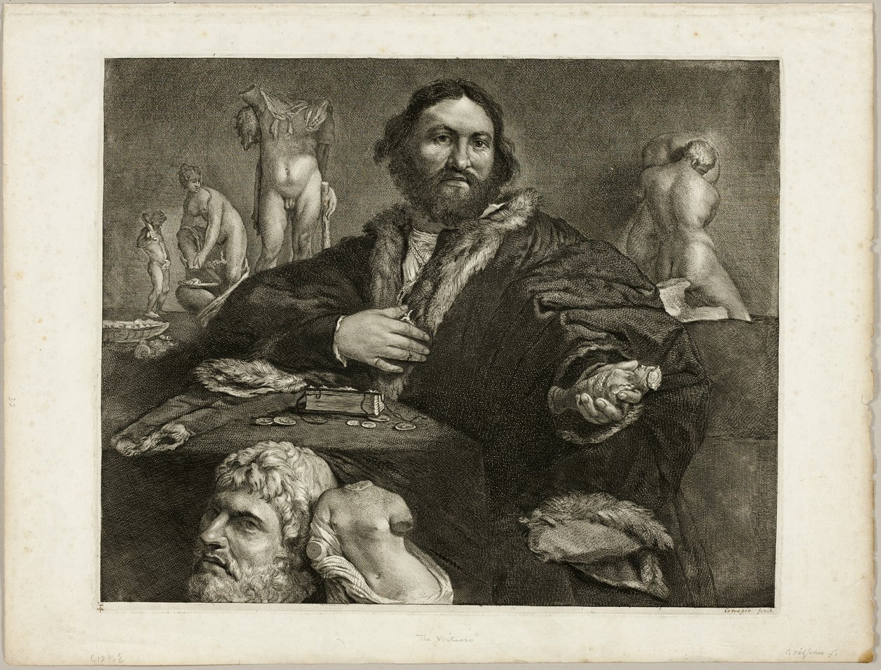 Retrato de Andrea Odoni, do Gabinete Reynst; Cabinet Reynst: Gravuras de várias imagens pintadas por artistas famosos de Cornelis Visscher