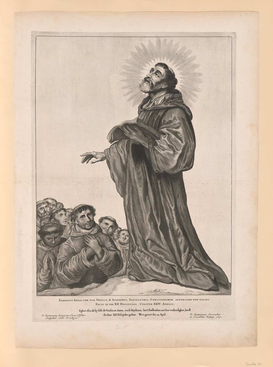 Santo: Egberto, o Abade, de Santos dos Países Baixos do Norte e do Sul de Cornelis Visscher