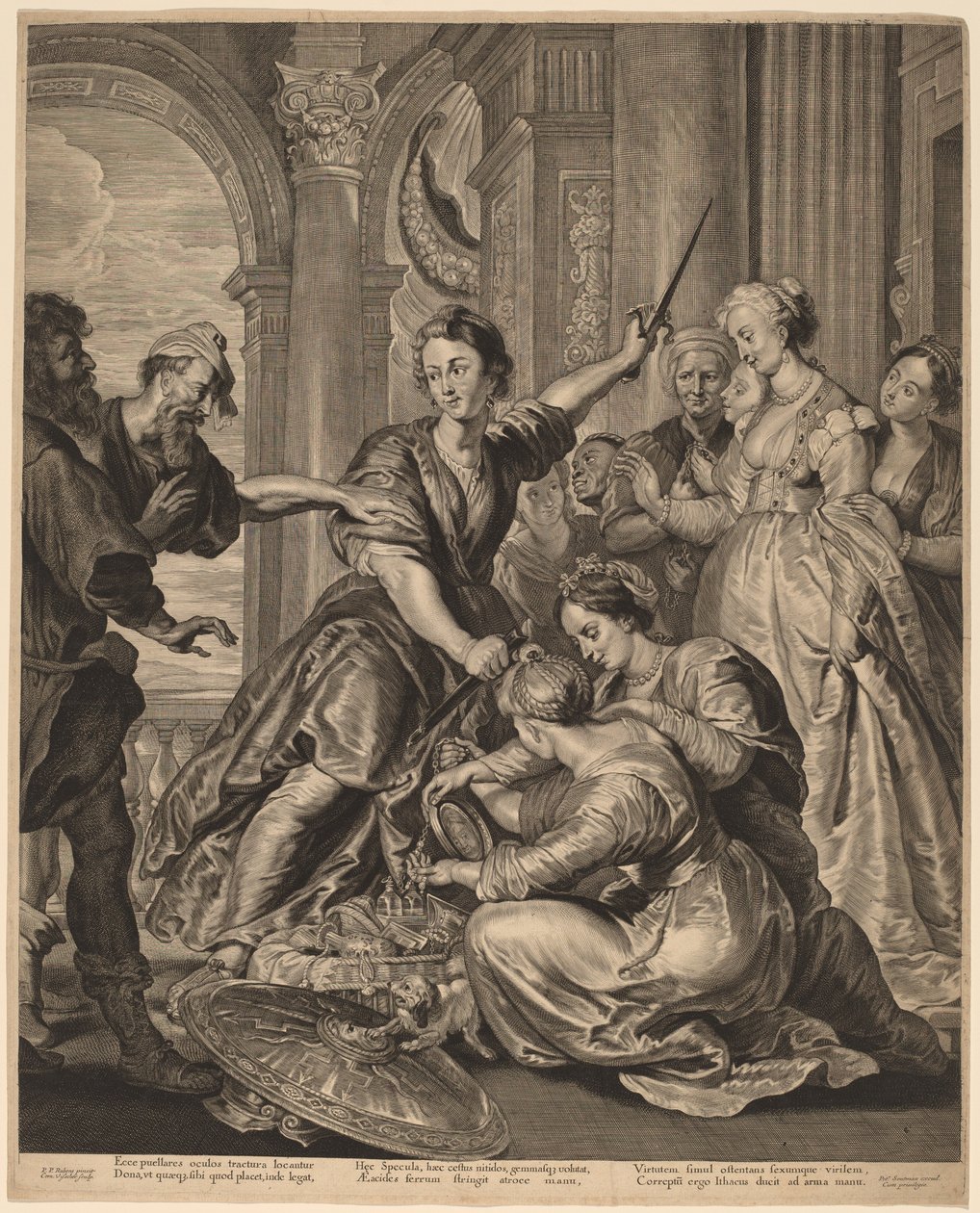 Aquiles no Tribunal de Licomedes de Cornelis Visscher after Sir Peter Paul Rubens, published by Pieter Claesz Soutman