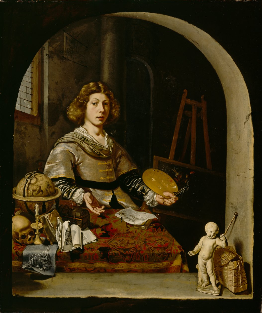 O artista em seu estúdio, c.1665-70 de Cornelis attr. to Bisschop