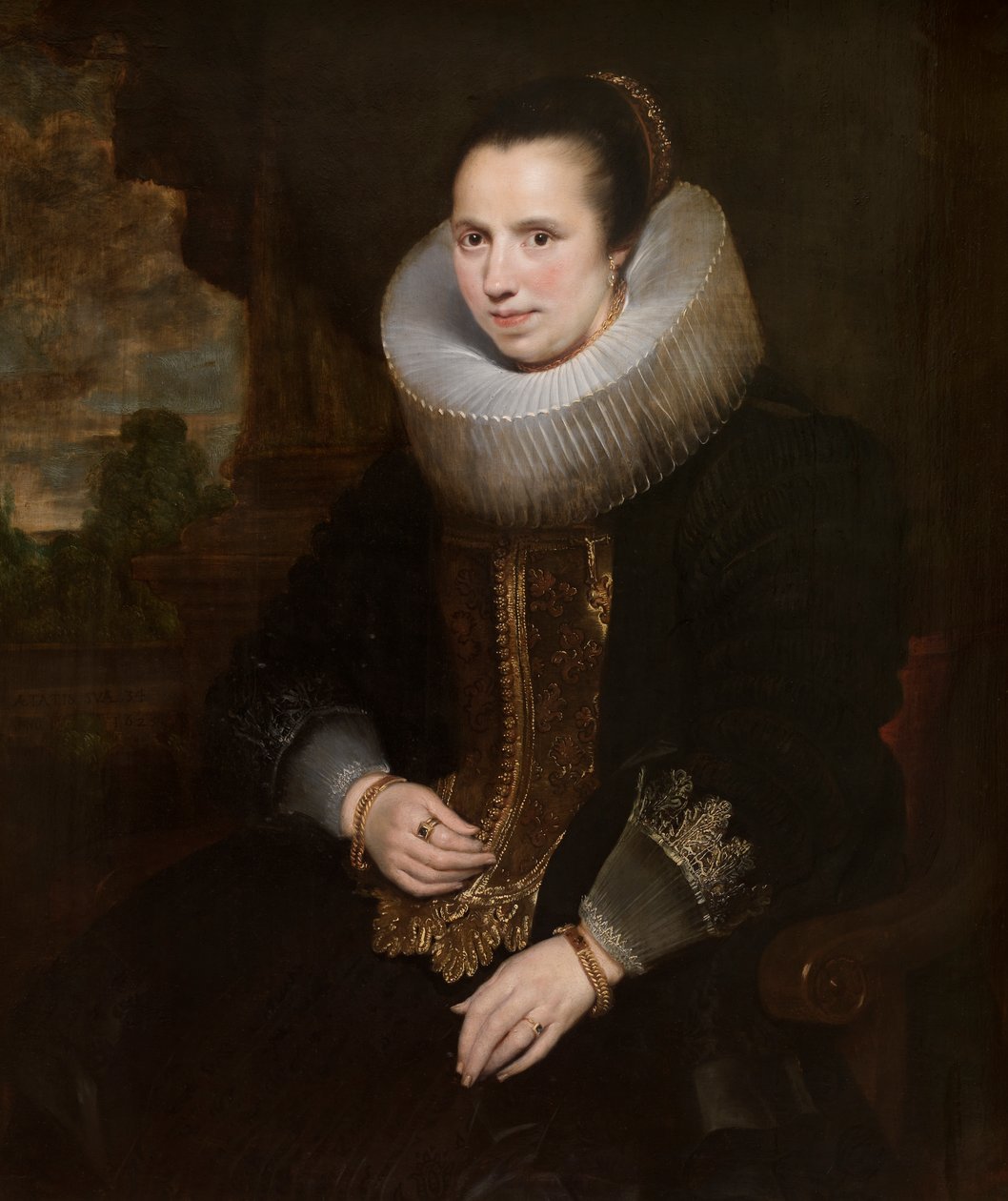 Elisabeth Hoegaerts (óleo sobre tela) (par a 471109) de Cornelis de (attr. to) Vos