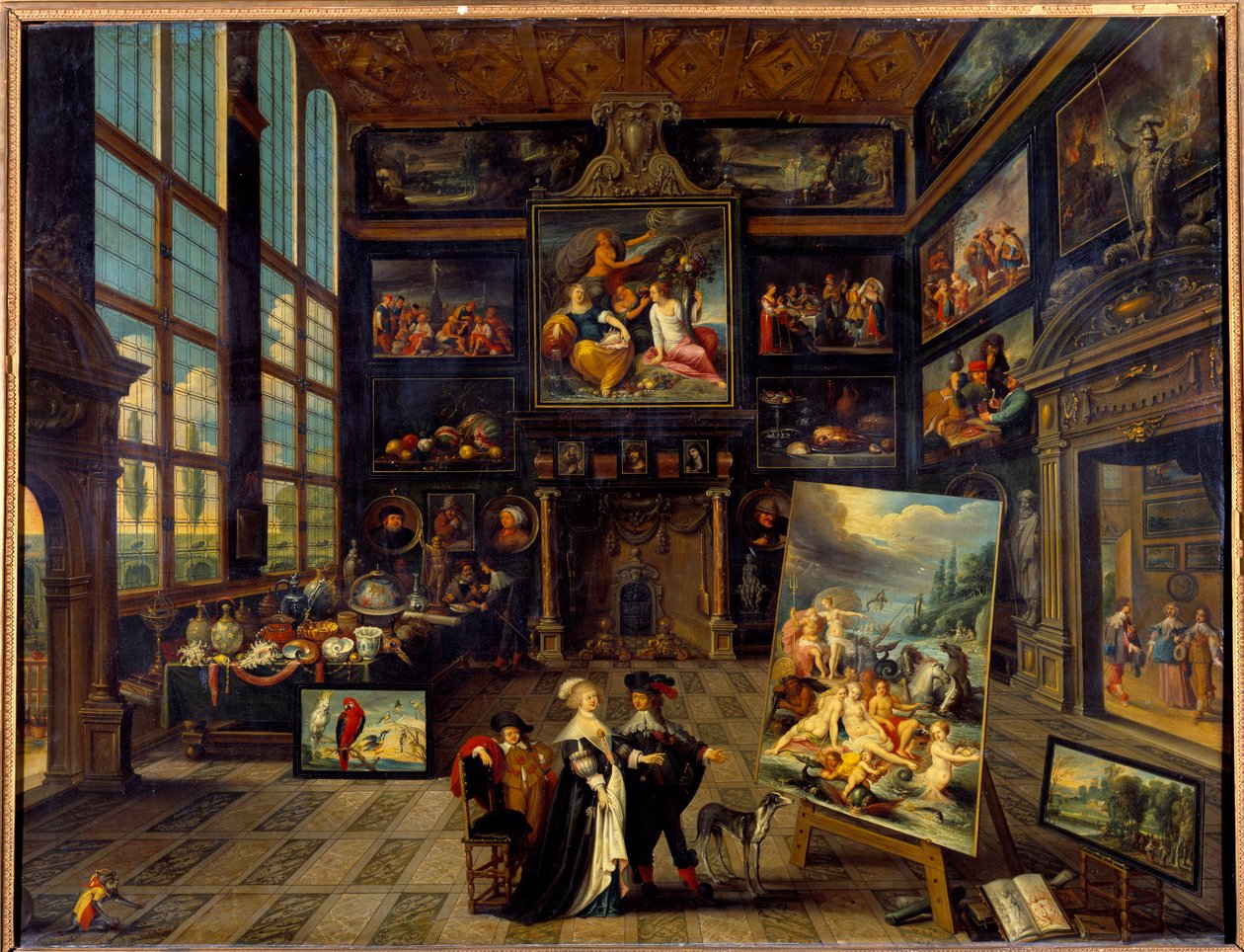 Vista interior de uma galeria de pinturas e obras de arte Pintura de Cornelis de Baellieur (1607-1671) 1637 Sol. 0,99x1,23 m de Cornelis de I Baellieur