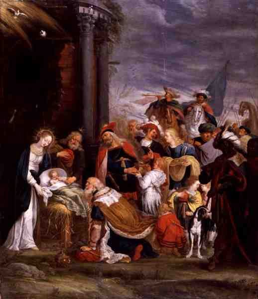 A Adoração dos Reis Magos (óleo sobre cobre) de Cornelis de I Baellieur