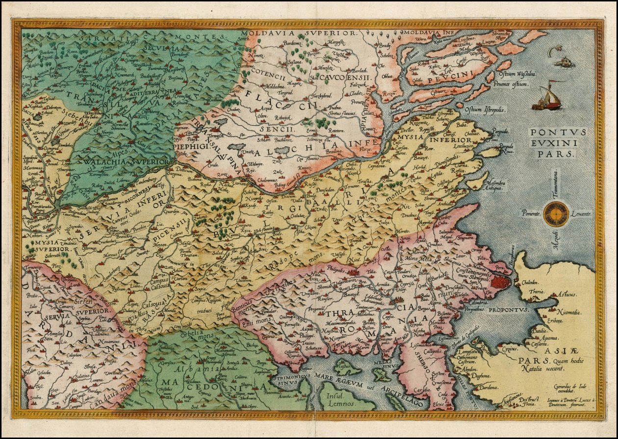 Mapa de 1593 da Península Balcânica Oriental de Cornelis de Jode