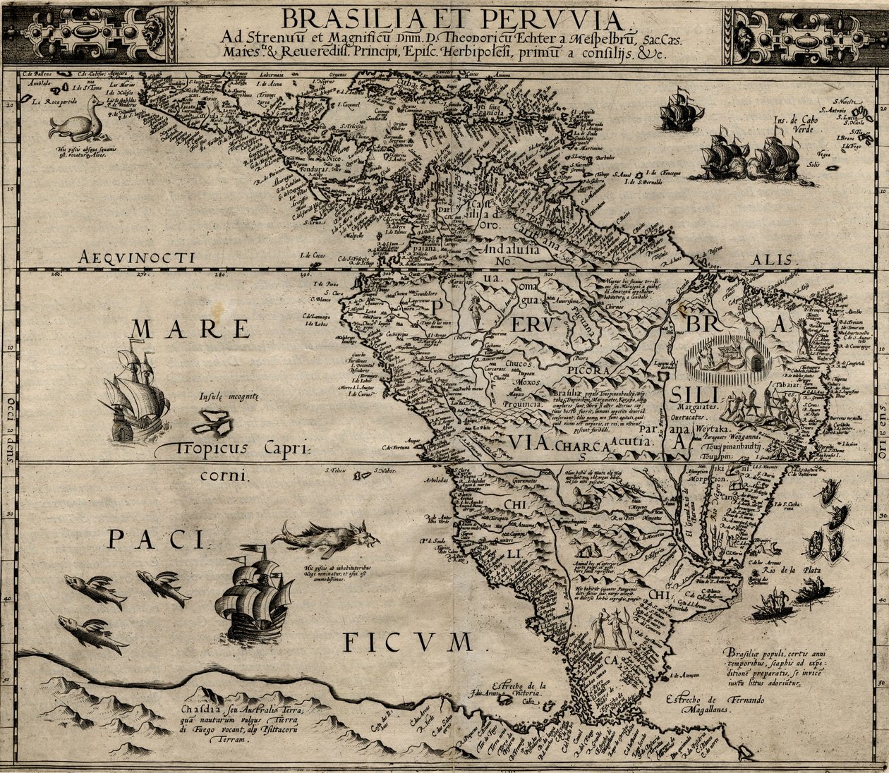 Brasil e Peruvia de Cornelis de Jode