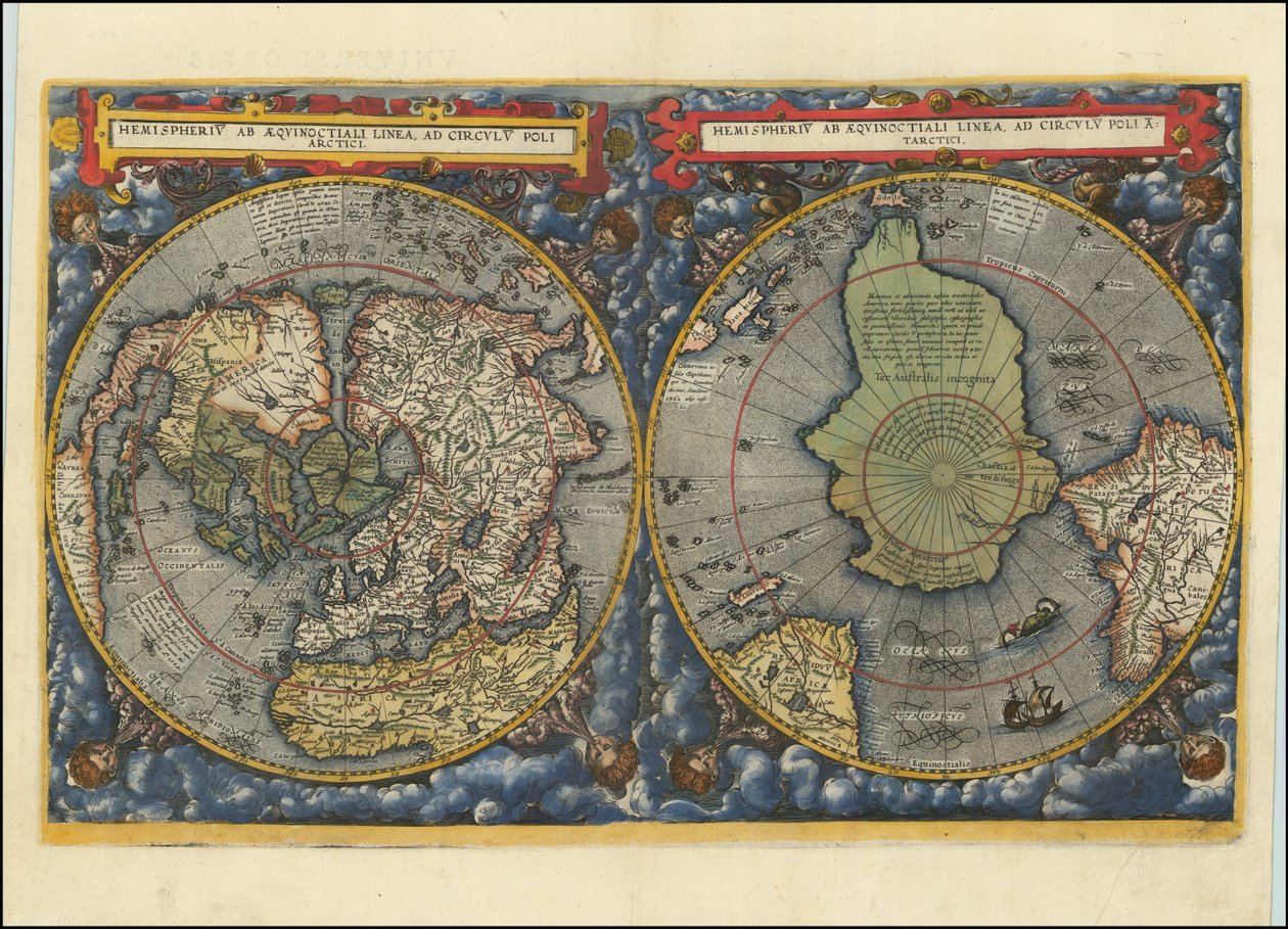 Hemispheriu ab Aequinoctiali Linea, ad Circulu Poli Arctici, 1593 de Cornelis de Jode