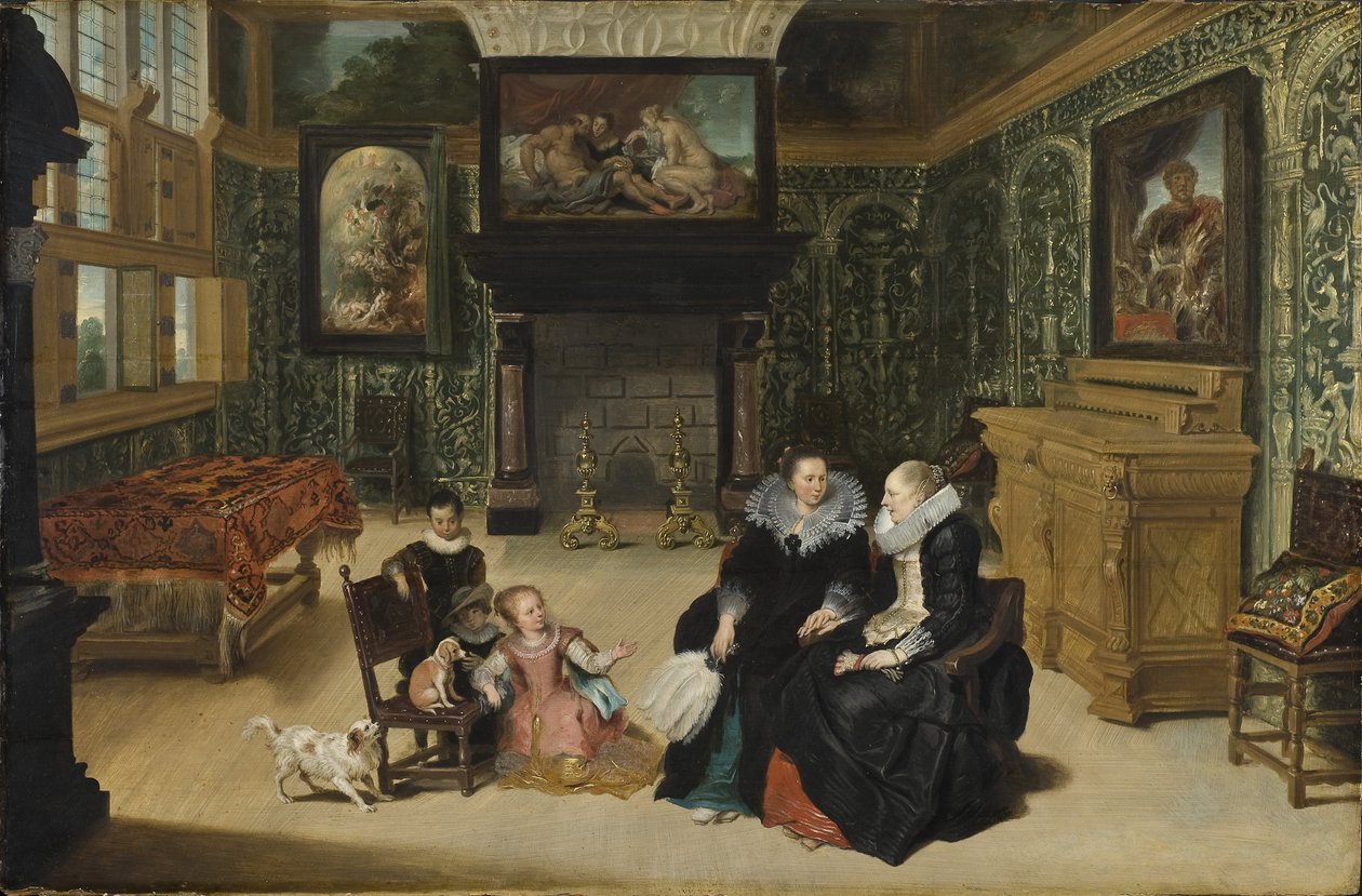 Interieur, appele le salon Rubens - Interior, chamado "salão Rubens", de Vos, Cornelis de (1584-1651). Óleo sobre madeira. Dimensão : 75x115 cm. Nationalmuseum Stockholm de Cornelis de Vos