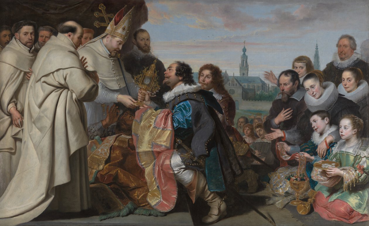 A restituição dos tesouros da Igreja a São Norberto após a derrota do herege Tankelin, com um retrato da família Snoeck de Cornelis de Vos