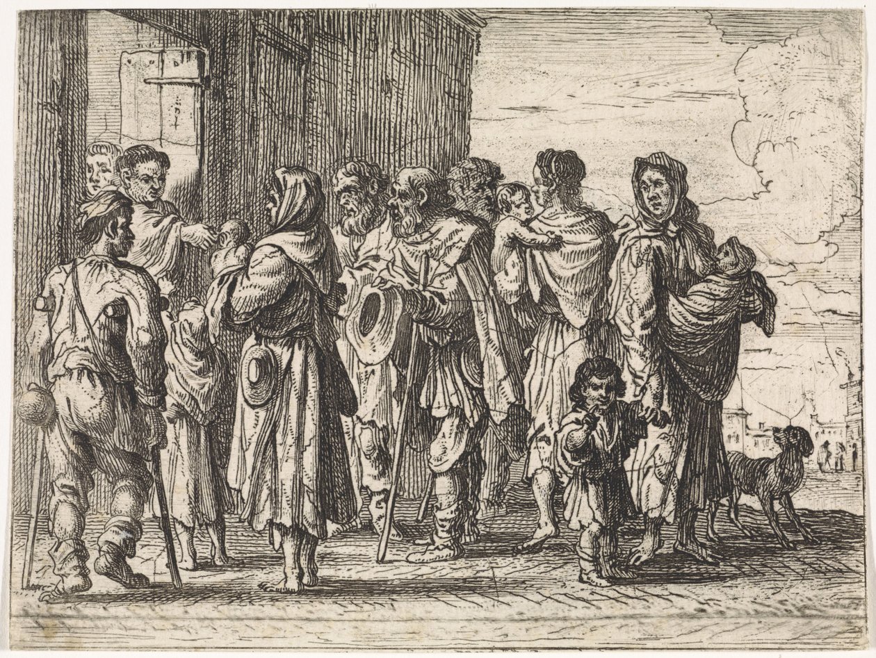 Mendigos por um mosteiro Cenas de gênero (título da série) de Cornelis de Wael