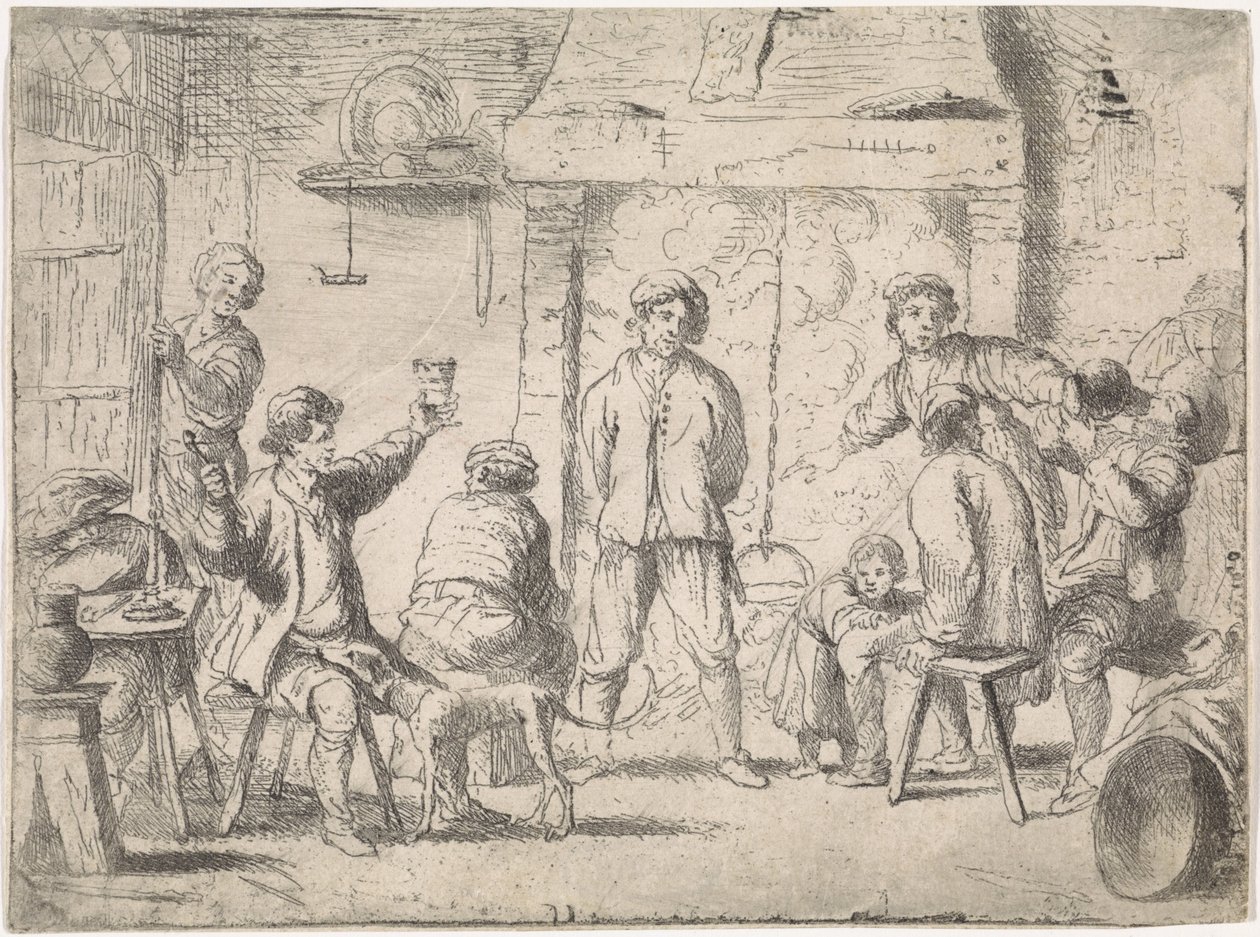 Agricultores em uma pousada Cenas de gênero (título da série) de Cornelis de Wael