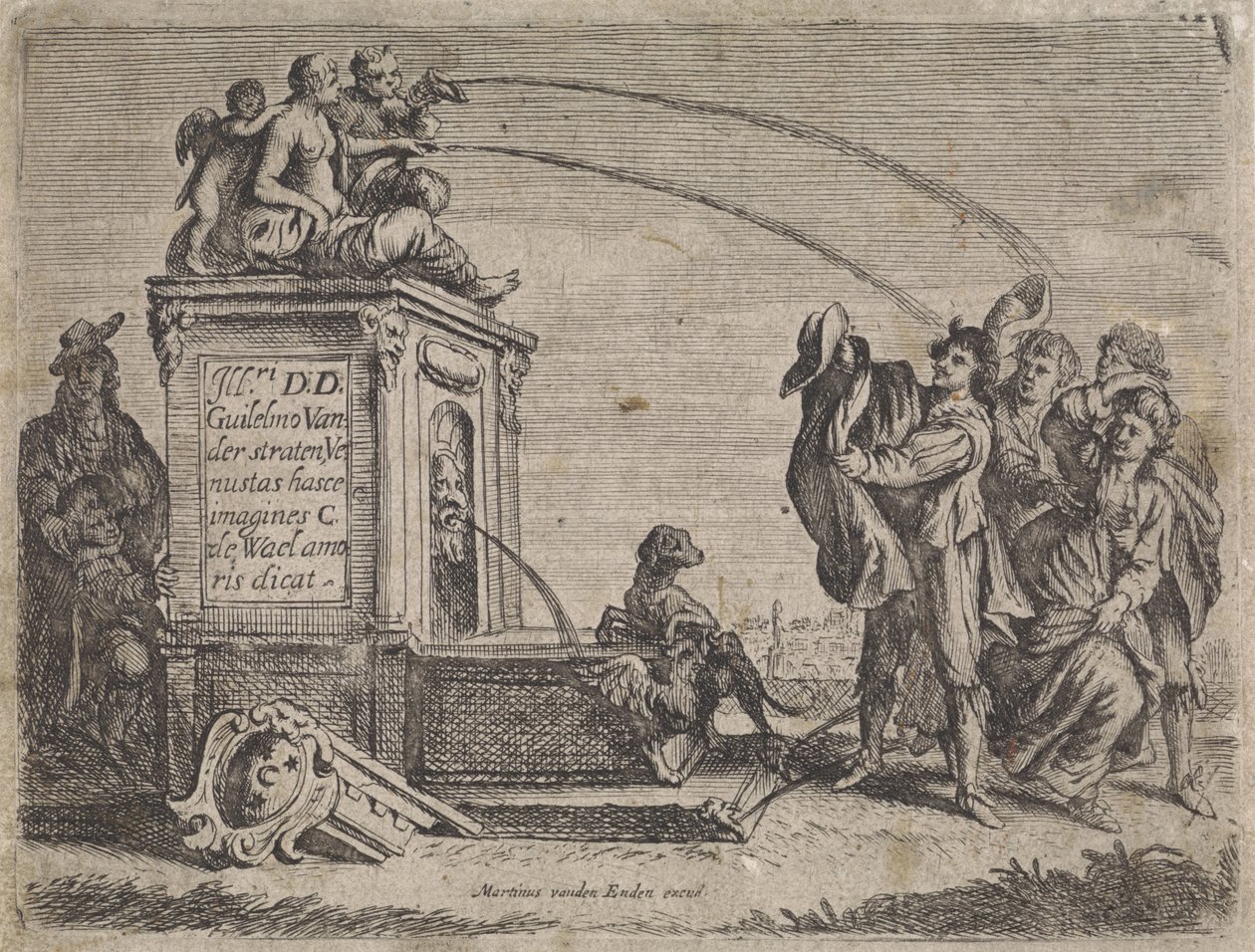 Grupo de pessoas na fonte
Cenas do género (título da série) de Cornelis de Wael