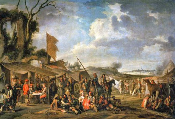 Acampamento Militar por algumas Ruínas de Cornelis de Wael