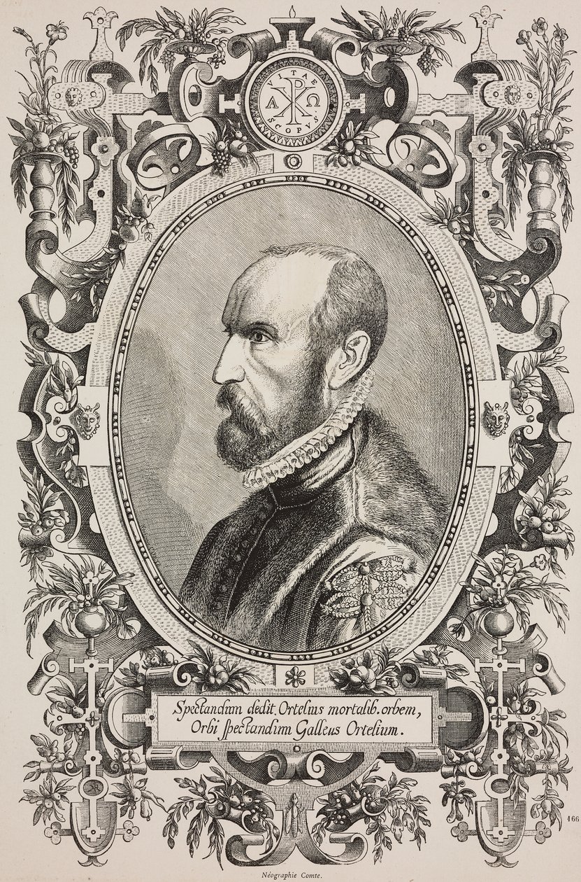 Retrato de Abraham Ortelius (1528-1598), gravura de Cornelius Galle, o Velho (1576-1650) de L