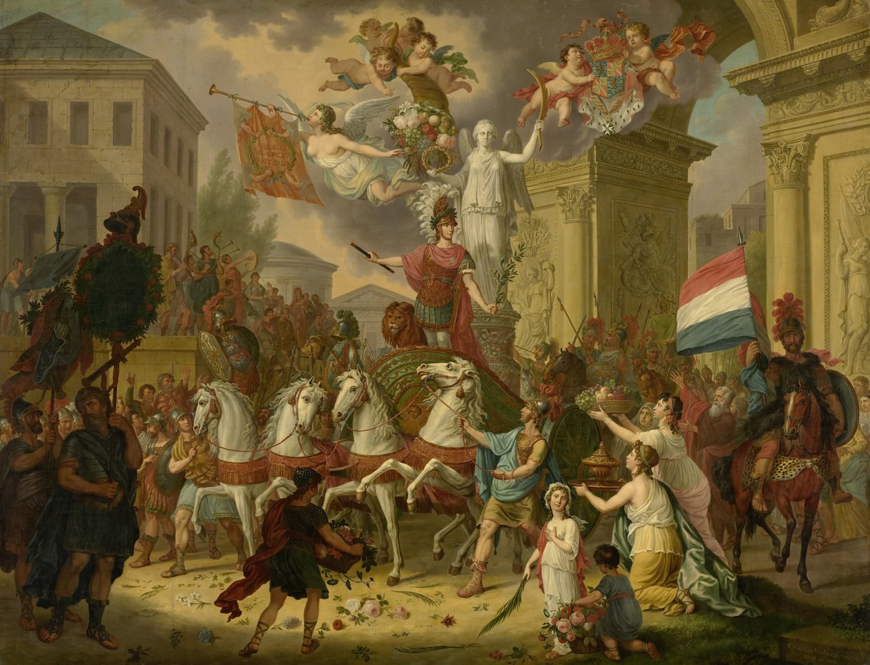 Alegoria da Procissão Triunfal do Príncipe de Orange, o Futuro Rei Willem II, como o Herói de Waterloo, 1815 de Cornelis van Cuylenburgh (II) (signed by artist)