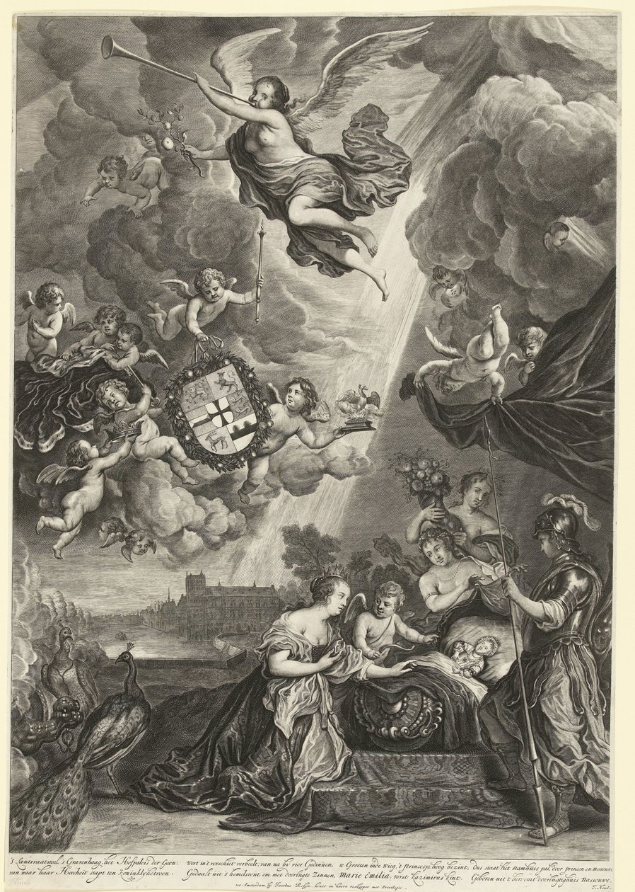 Alegoria do Nascimento da Princesa Maria Amália, Filha de Hendrik Casimir, 1689 de Cornelis van Dalen (II)