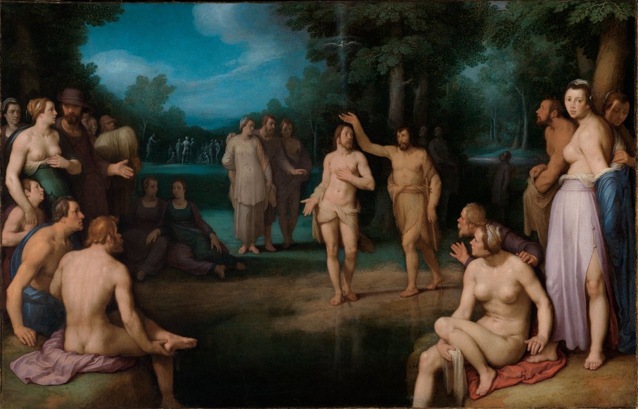 Alemão: Taufe Christi Batismo de Cristo de Cornelis van Haarlem
