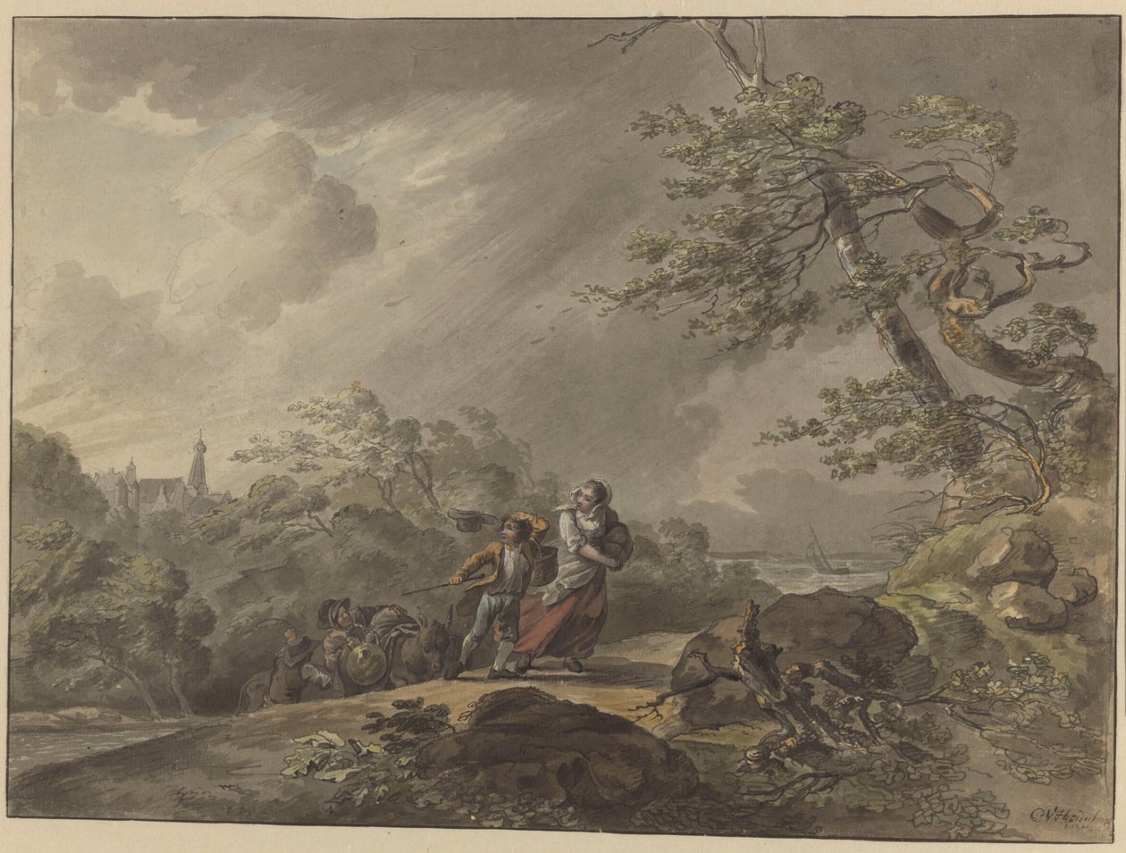 Viajantes emboscados por uma tempestade no Castelo de Doorwerth de Cornelis van Hardenbergh