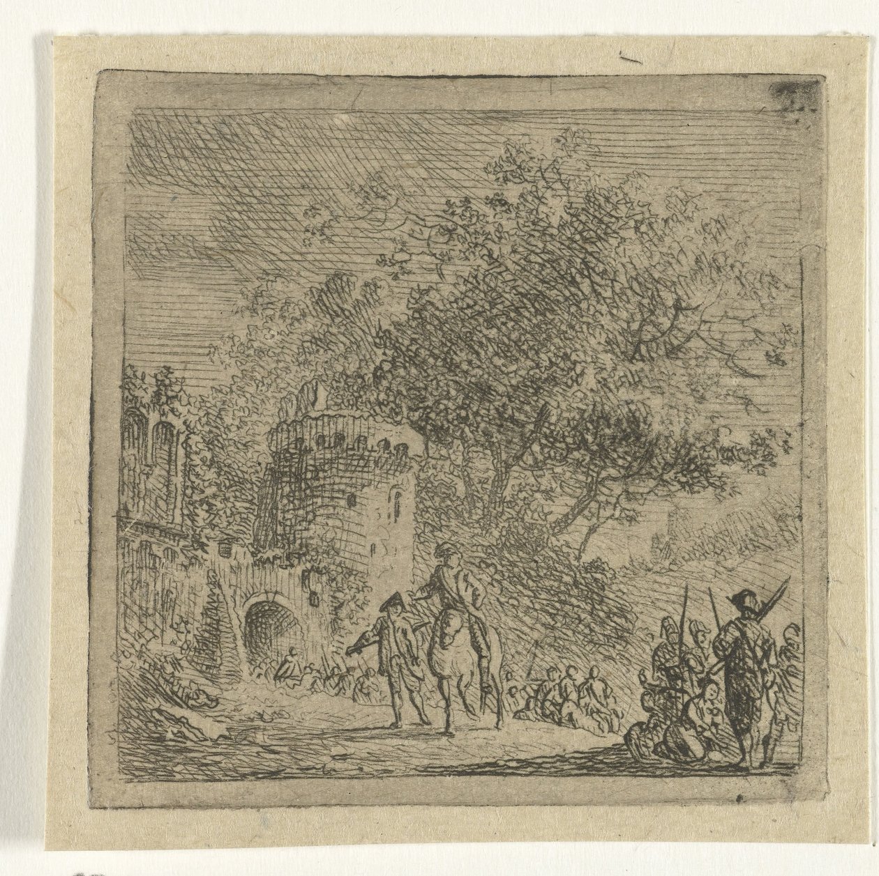 Soldados a um portão de Cornelis van Hardenbergh