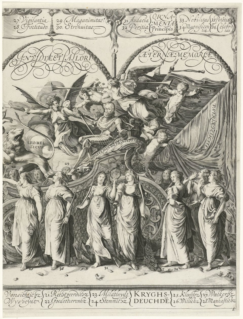 Procissão triunfante de Guilherme de Orange, placa d
Currus triumphalis Illustris / Triumphal procession of William of Orange (título da série) de Cornelis van Kittensteyn