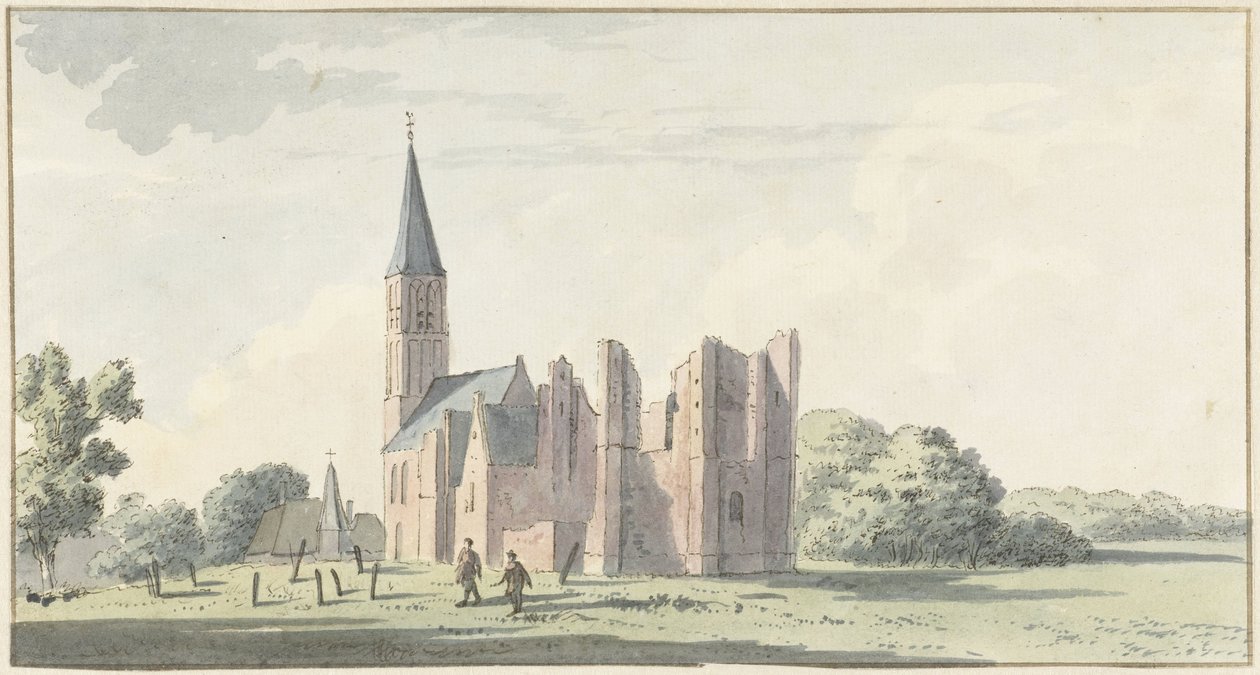 Ruínas da igreja em Serooskerken de Cornelis van Noorde (attributed to)