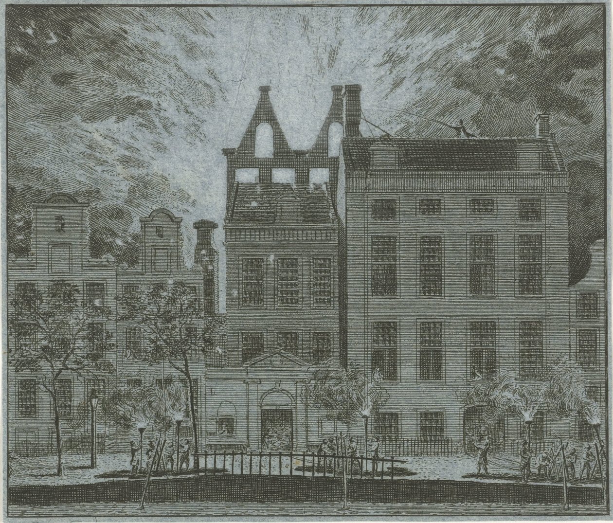 Incêndio do Schouwburg de Amesterdão, 1772 de Cornelis van Noorde