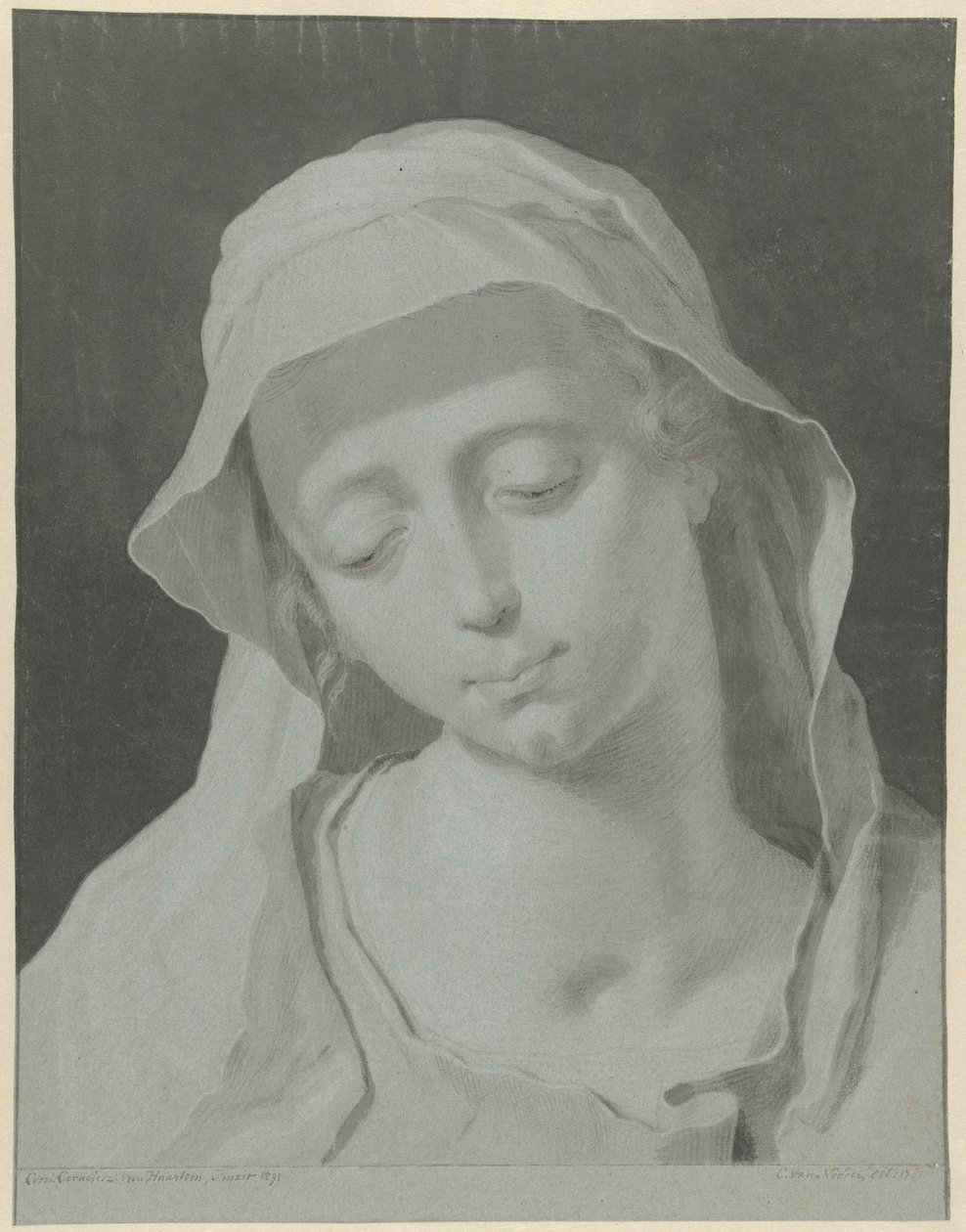 Cabeça de uma mulher encapotada de Cornelis van Noorde