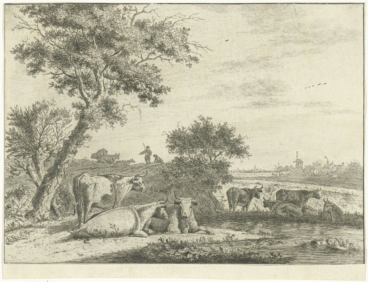 paisagem com vacas de Cornelis van Noorde