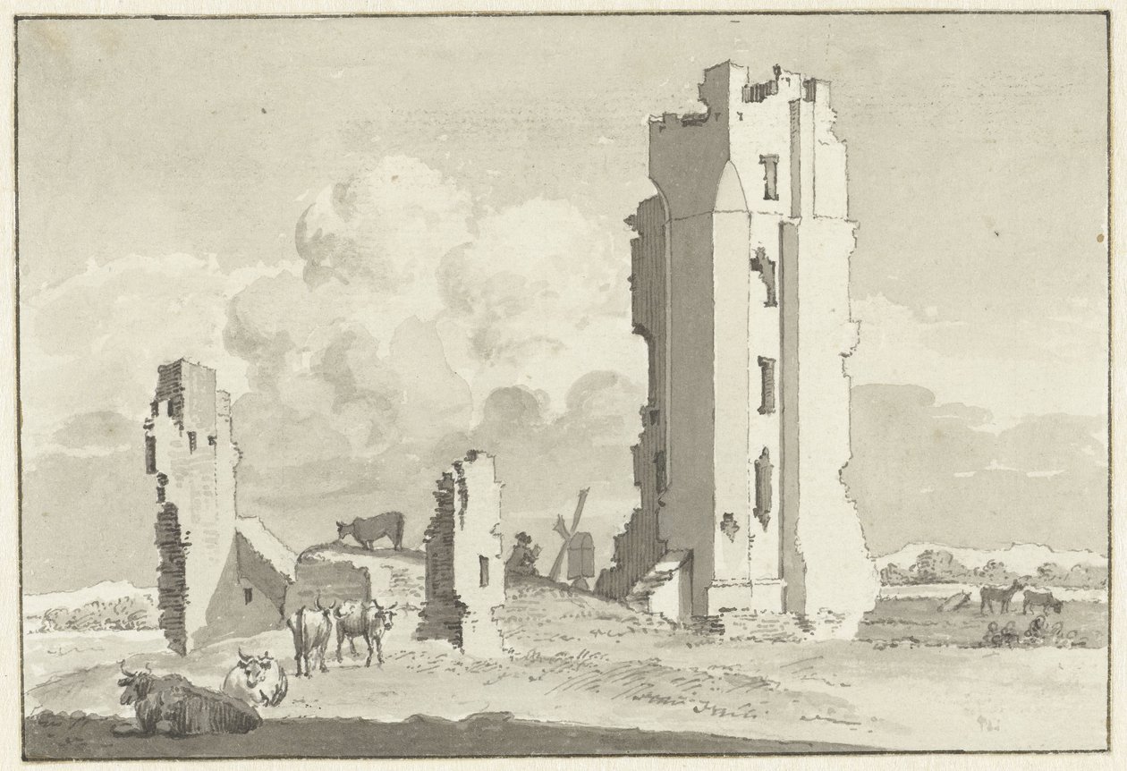 Ruínas da Huis te Kleef perto de Haarlem de Cornelis van Noorde