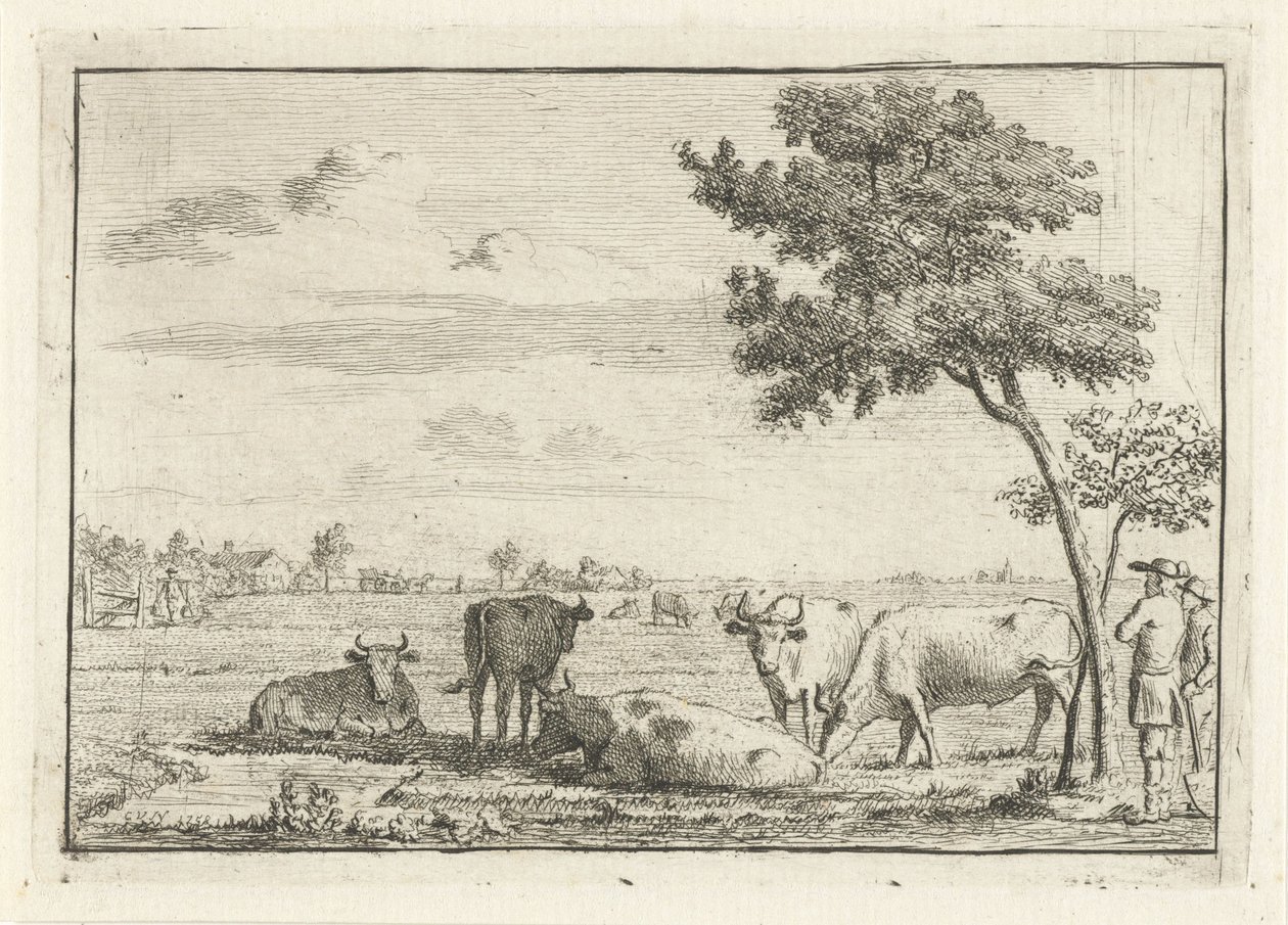 Cinco vacas em um prado de Cornelis van Noorde