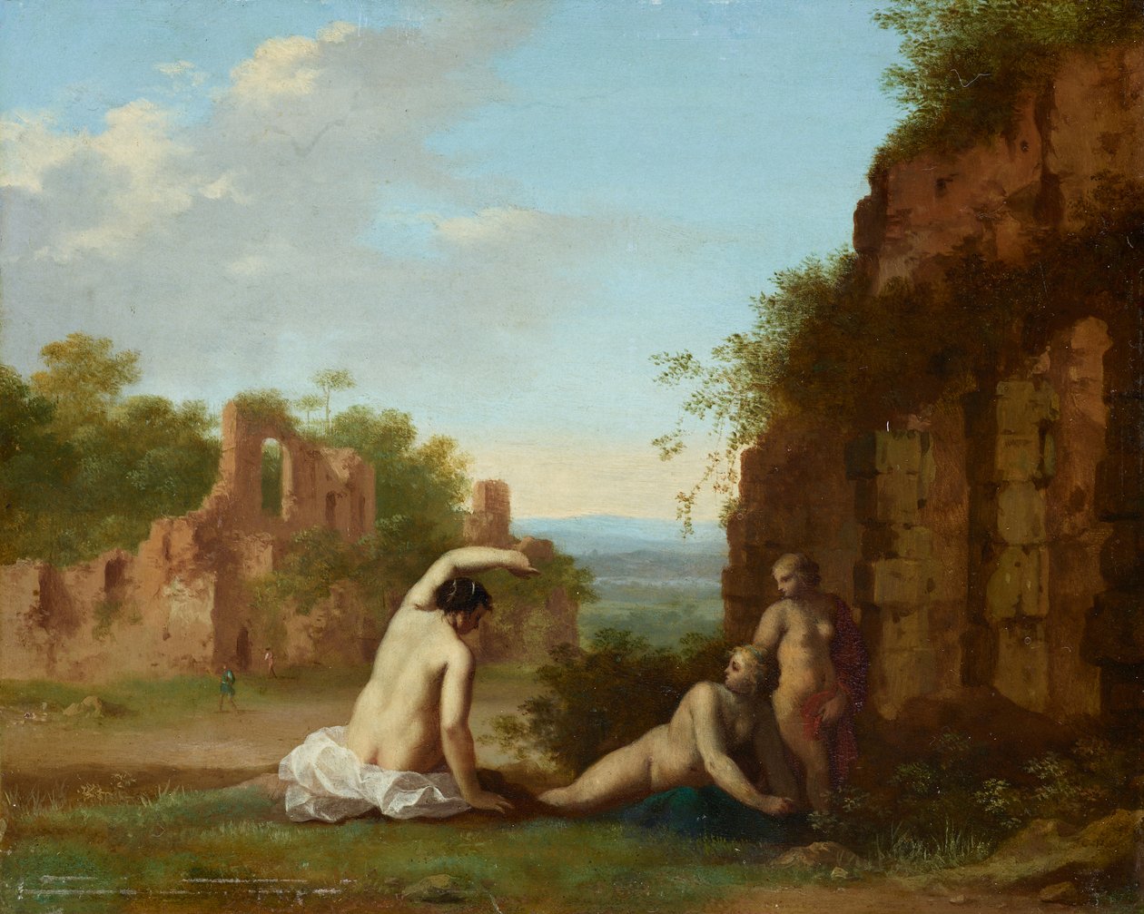 Paisagem romana com ninfas de Cornelis van Poelenburch