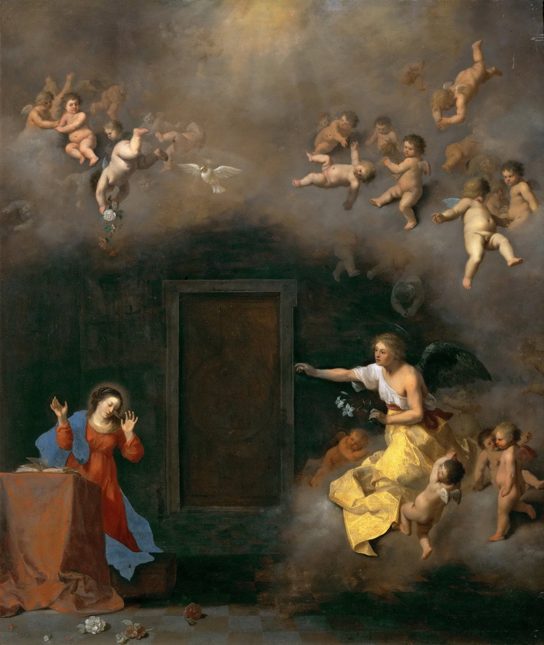A Anunciação, de Poelenburgh, Cornelis, van (1594/95-1667). Óleo sobre cobre, c. 1635. Dimensões: 48x41 cm. Museu de História de Arte, Viena de Cornelis van Poelenburgh or Poelenburch