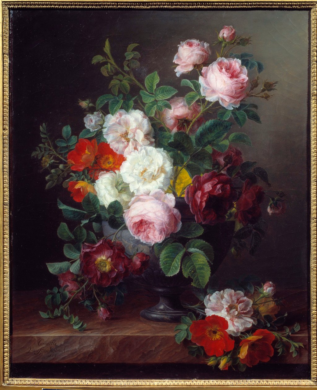 Pintura de vasos florais por Crow Van Spaendonck (1756-1840) 1806 Lyon, Museum of Fine Arts de Cornelis van Spaendonck