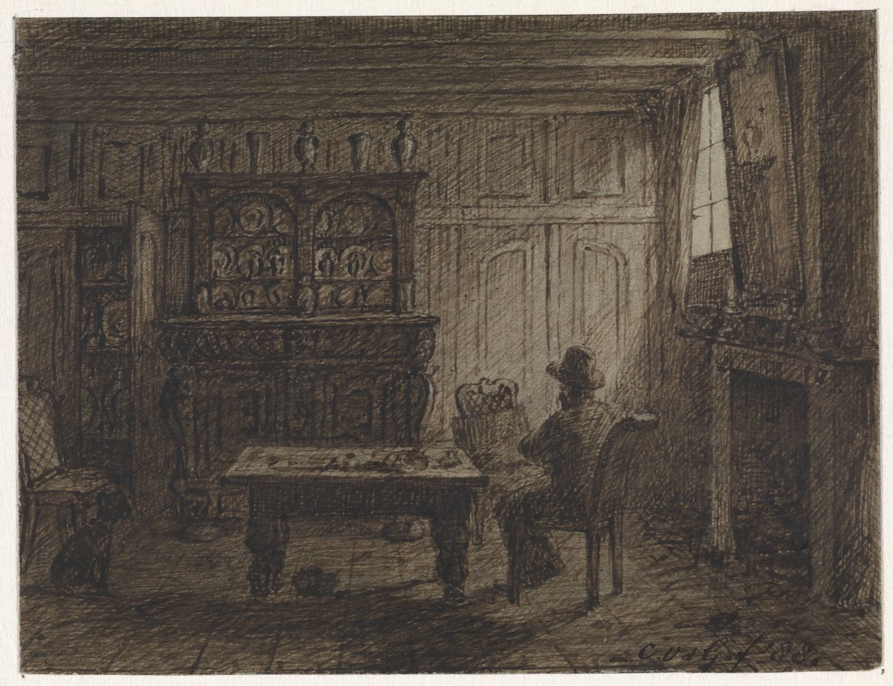 Homem sentado numa sala de Cornelis van der Griendt