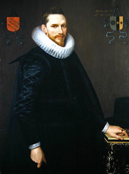 Retrato de Adriaen de Kies van Wiessen, 1616 (ver 307902 para o par) de Cornelis van der Voort
