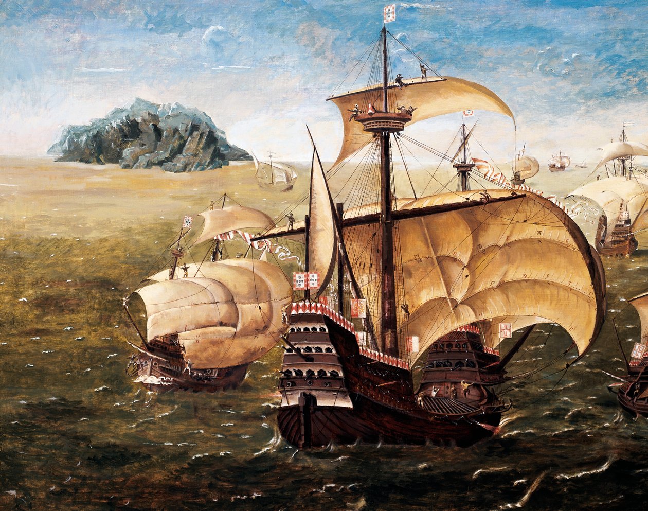 A frota portuguesa, cópia de pintura de Cornelius Anthoniszoon (1499-1557) de Cornelisz Anthonisz